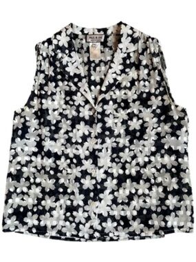Paul & Joe Navy Floral Button-Front Sleeveless Shirt